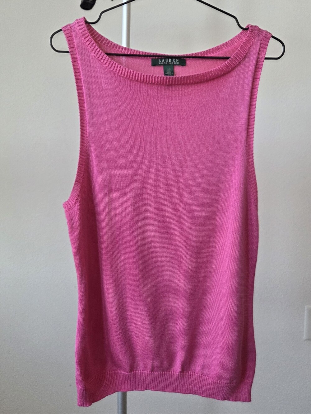 Lauren Ralph Lauren Hot Pink Scoop Neck Knit Tank Top Size L